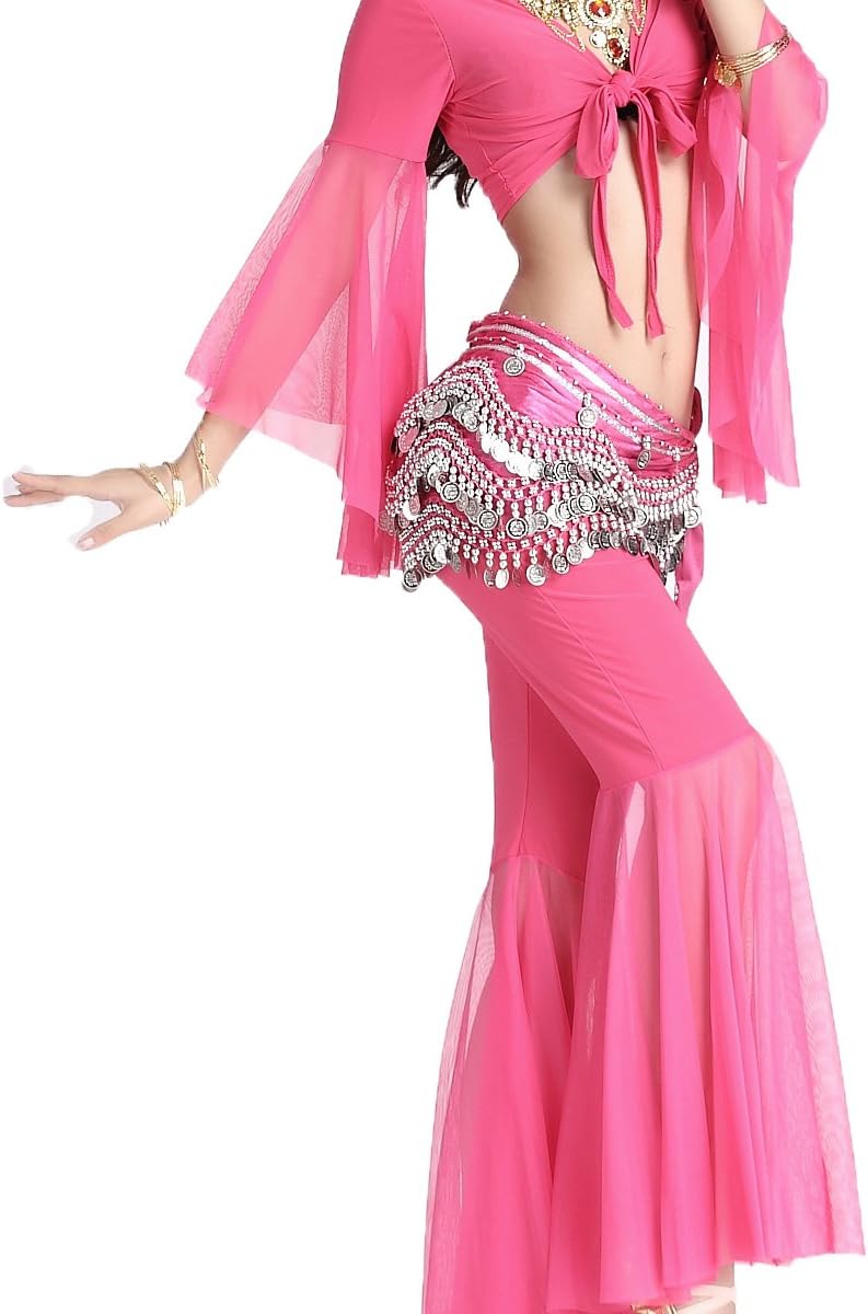 Women's Belly Dance Wave Shape Hip Scarf With Silver Coins - Image 2