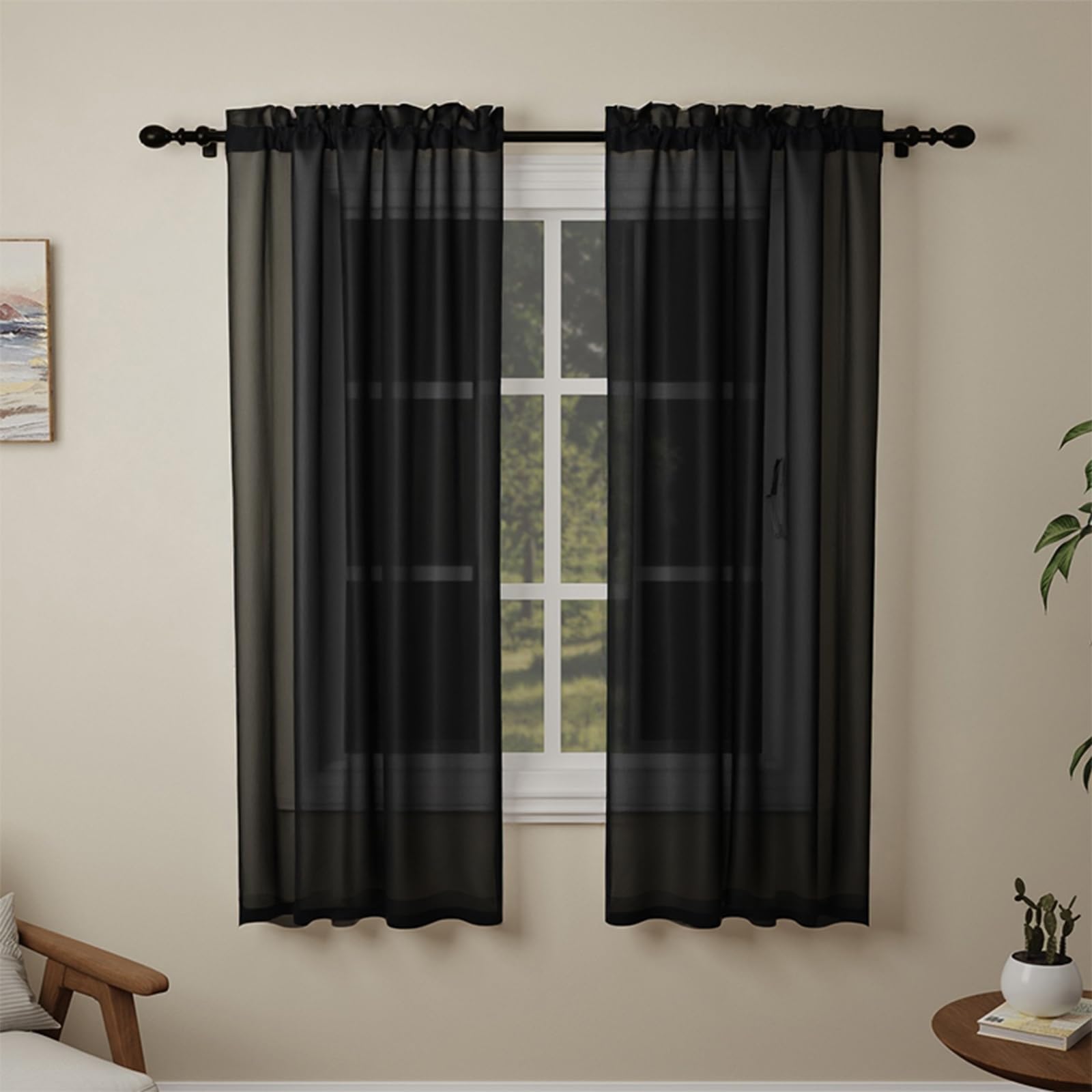 Pacok Black Voile Curtains