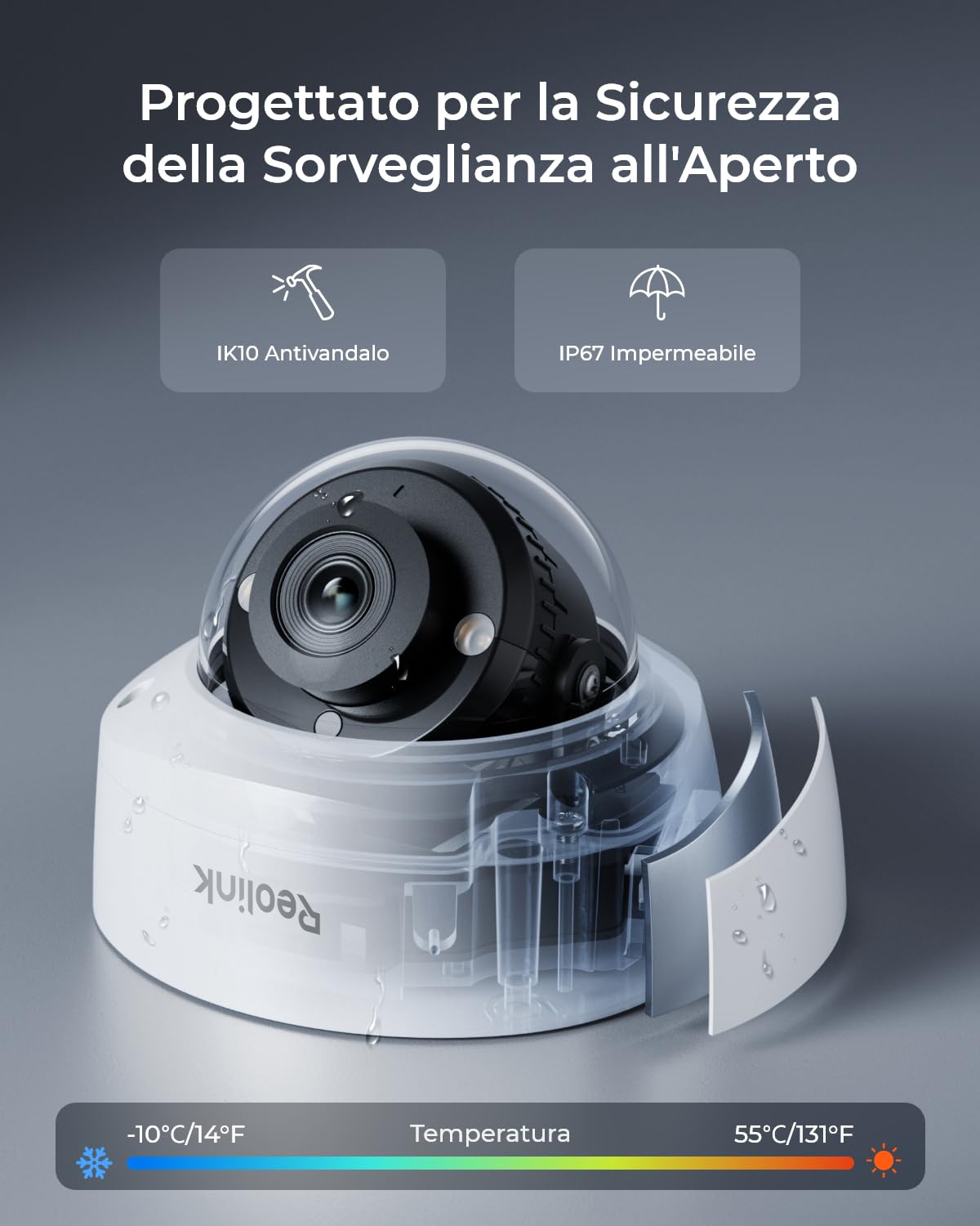 Reolink 4K Telecamera Esterno PoE, IK10 Antivandalo, NON PTZ, RLC-840A | Visione Notturna a Colori, Rilevamento di Uomo/Veicolo/Animale, Audio Bidirezionale, Angolo Ampio 125°, Supporta microSD