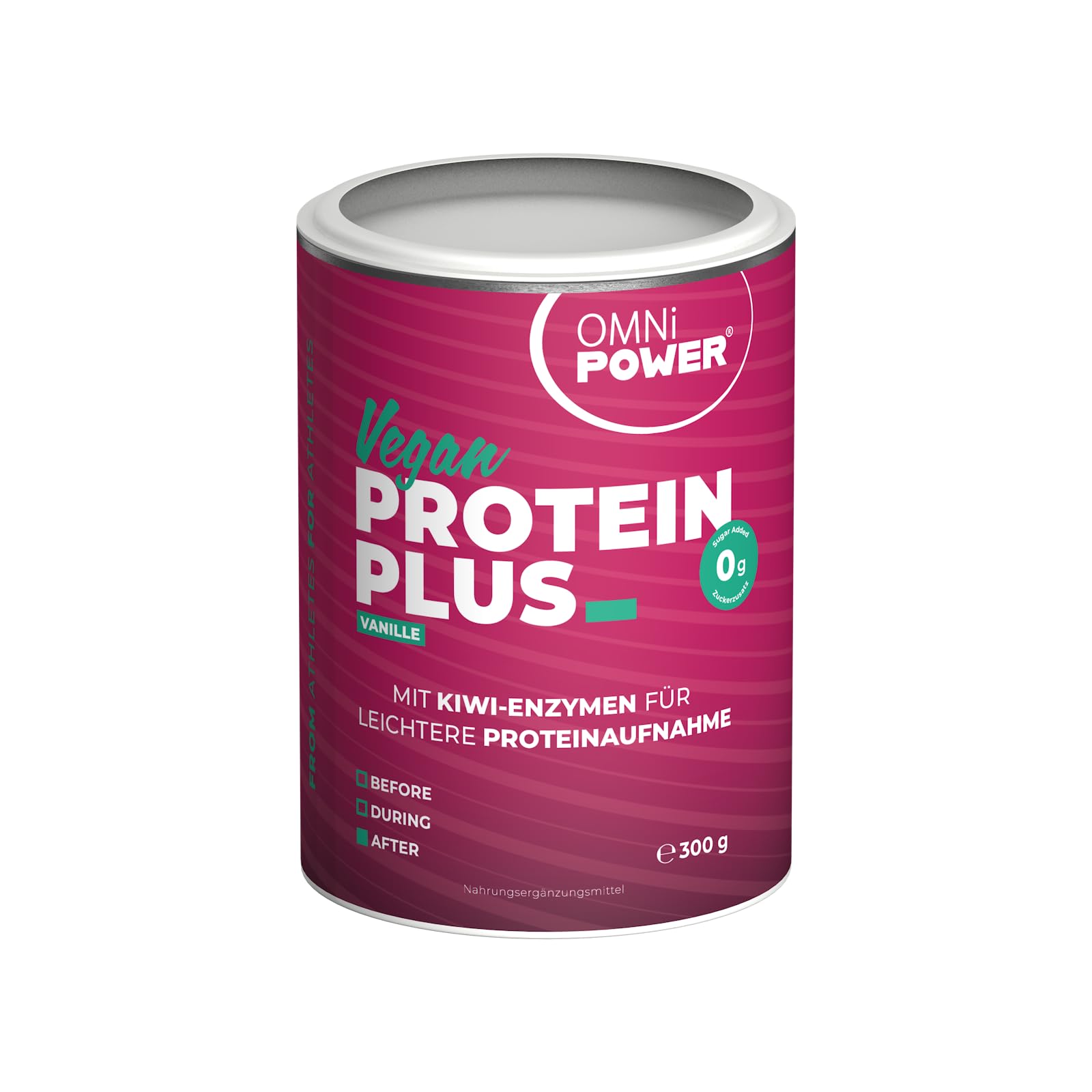 OMNi POWER Protein Plus | Vanille | 300 g | 24 g Protein pro Portion | Pulver | Veganes Proteinpulver mit Kiwi-Enzymen | Ohne Zuckerzusatz