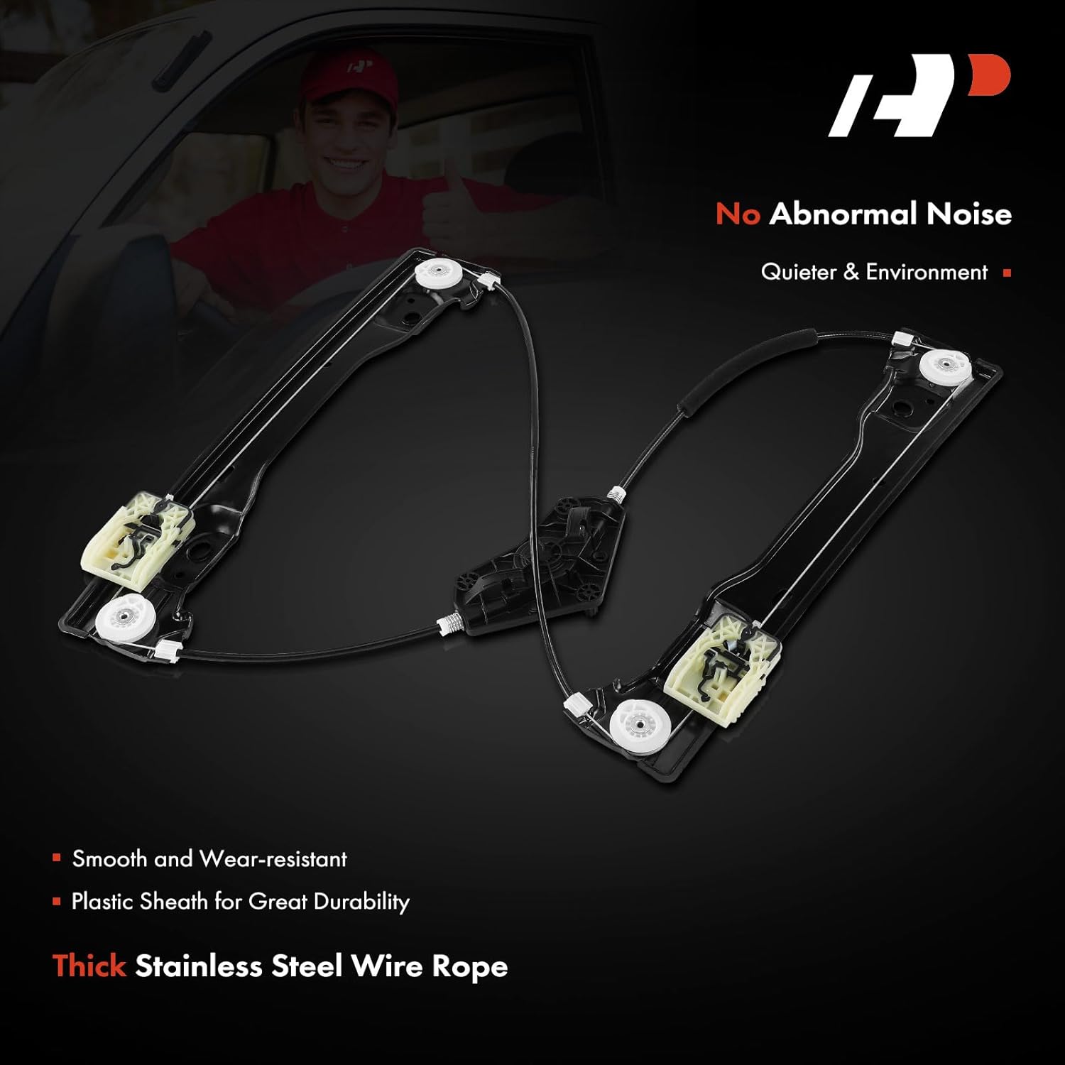 A-Premium Electric Power Window Regulator Without Motor Compatible with Dodge Durango 2011-2021 & Jeep WK2 Series Grand Cherokee 2011-2021, Front Right Passenger Side