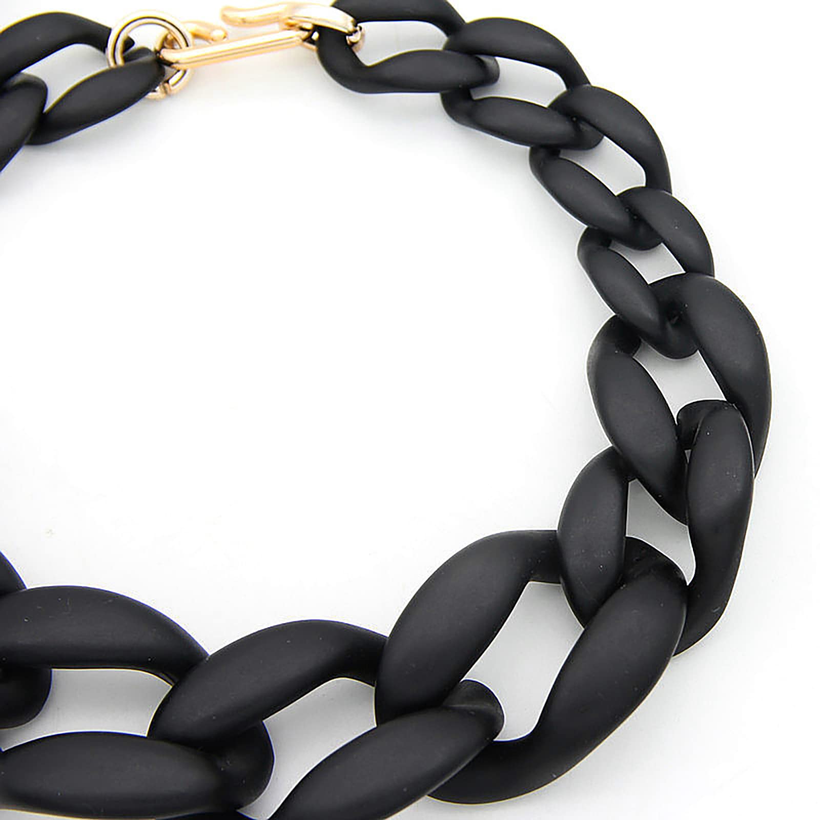 ESNY Girocollo a Catena in Acrilico Grosso Esagerato, Collana con Dichiarazione a Maglia Opaca in Resina, Gioielli di Moda con Colletto a Catena Clavicola Fatto a Mano Black