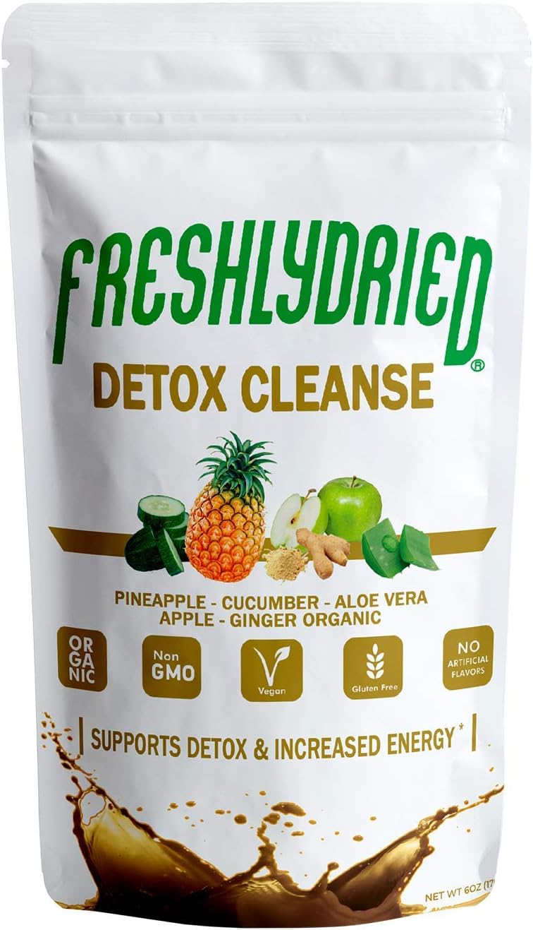 Freshlydried Pure Detox Cleanse Mix Powder - 6 Ounces, Best Superfood to Cleanse Your Body - Rich in Vitamins, Minerals & Protein - Non-Irradiated, Non-Contaminated, Non-GMO and Vegan