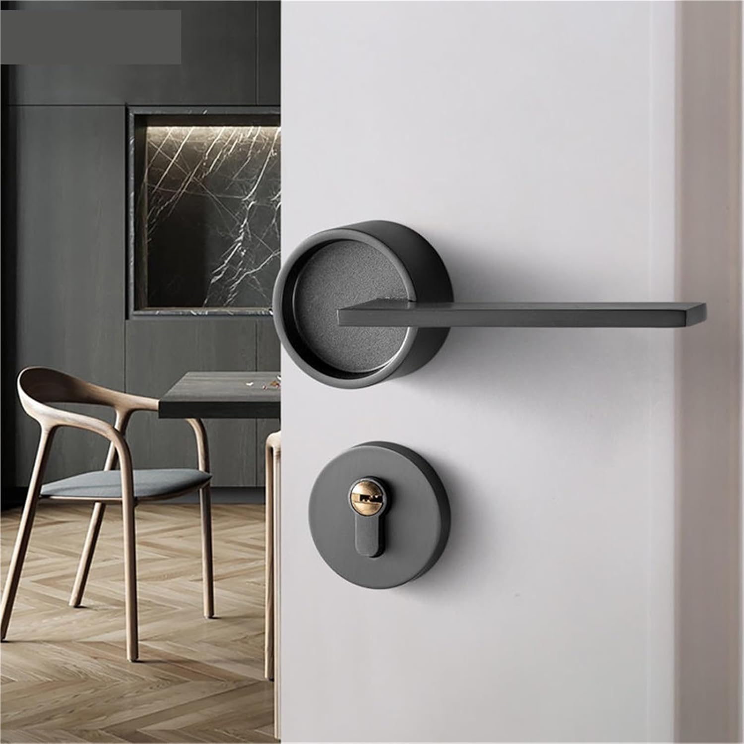 Interior Silent Bathroom Door Lock Zinc Alloy Bedroom Door Handle Locks Deadbolt Lock Mute Mechanical Locks 1Pcs(Yellow Bronze)