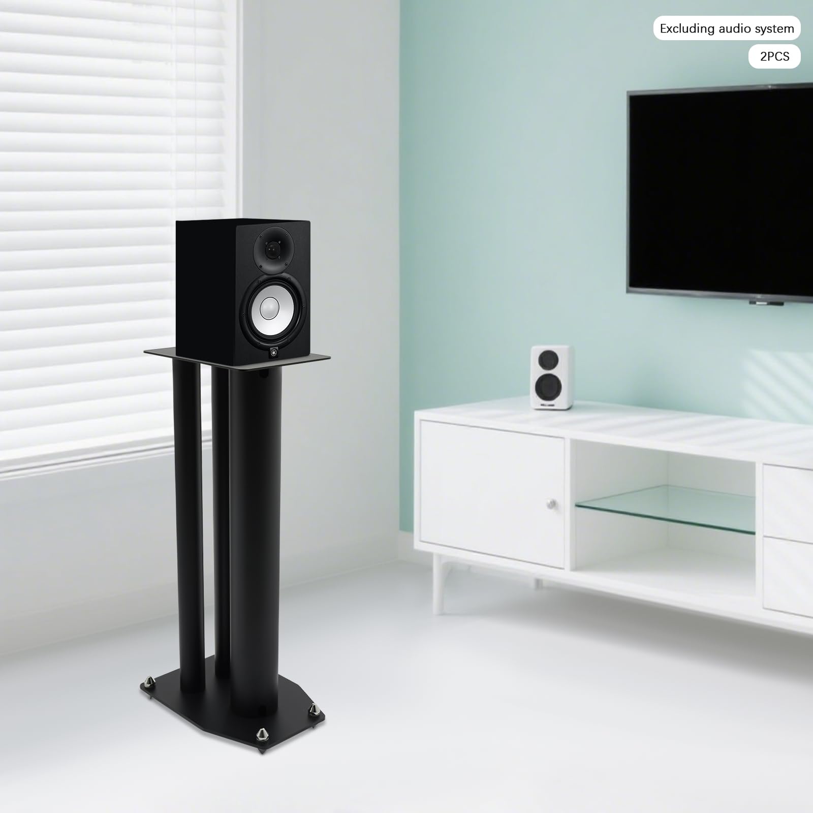 Supporto per altoparlante indipendente, in ferro moderno, nero, per soggiorno, studio, home theater, altezza regolabile