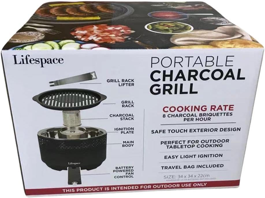 Lifespace Portable Lightweight Charcoal Grill with FREE Carry Bag