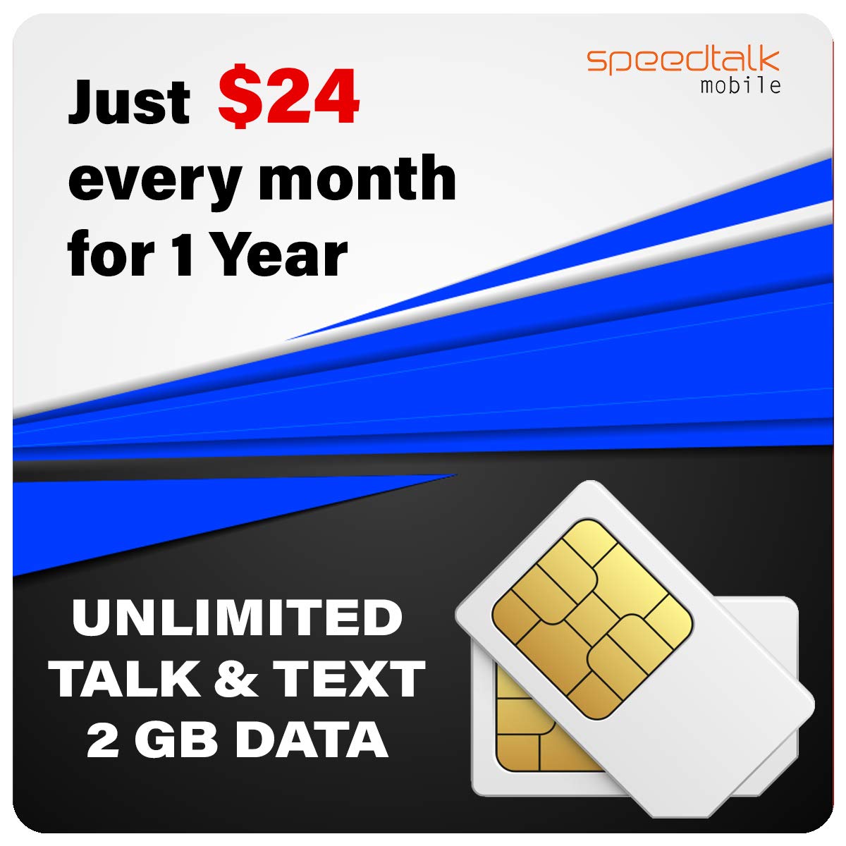 Amazon.com: 1 Year Prepaid GSM SIM Card - Monthly Unlimited Text +  Unlimited Minutes and 2GB 4G LTE Data No Contract 12 Months Plan : Cell  Phones & Accessories
