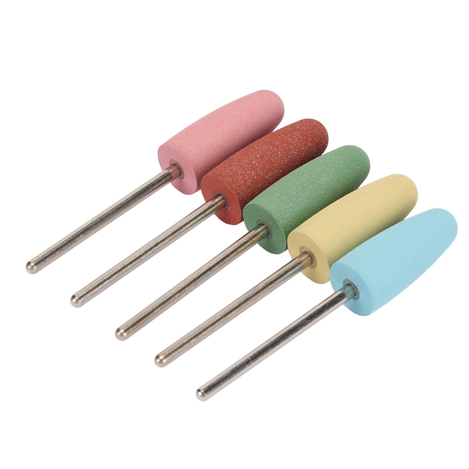 5 Punte per Levigatrice Unghie in Silicone – Accessori per Trapano Manicure e Pedicure, Abrasive per Gel, Lucidatura e Cuticole, Confezione 5 pezzi