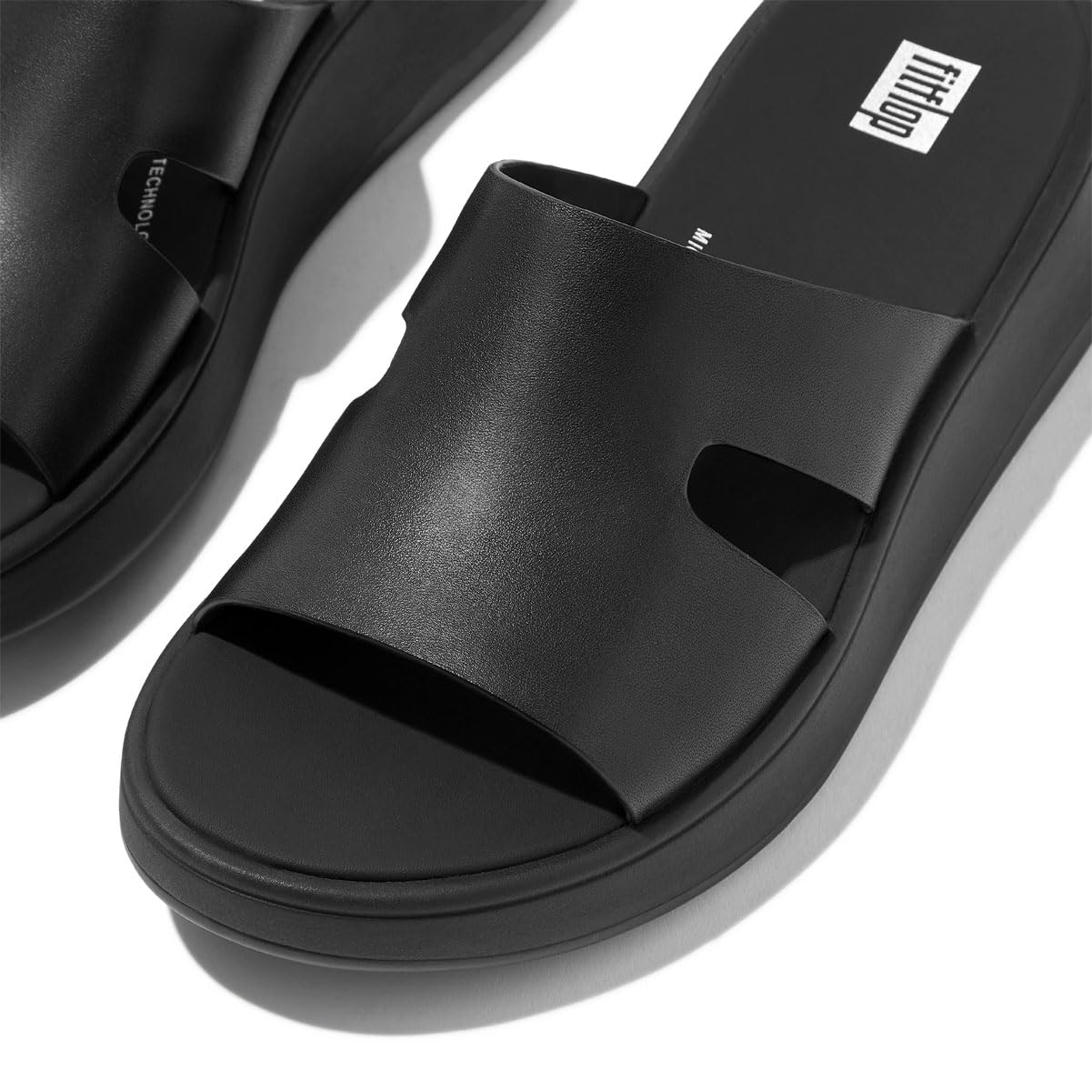 Buy fitflop womens F-mode Raw-edge Leather Flatform H-bar Slides Wedge  Sandal, Black, 8 at Amazon.in