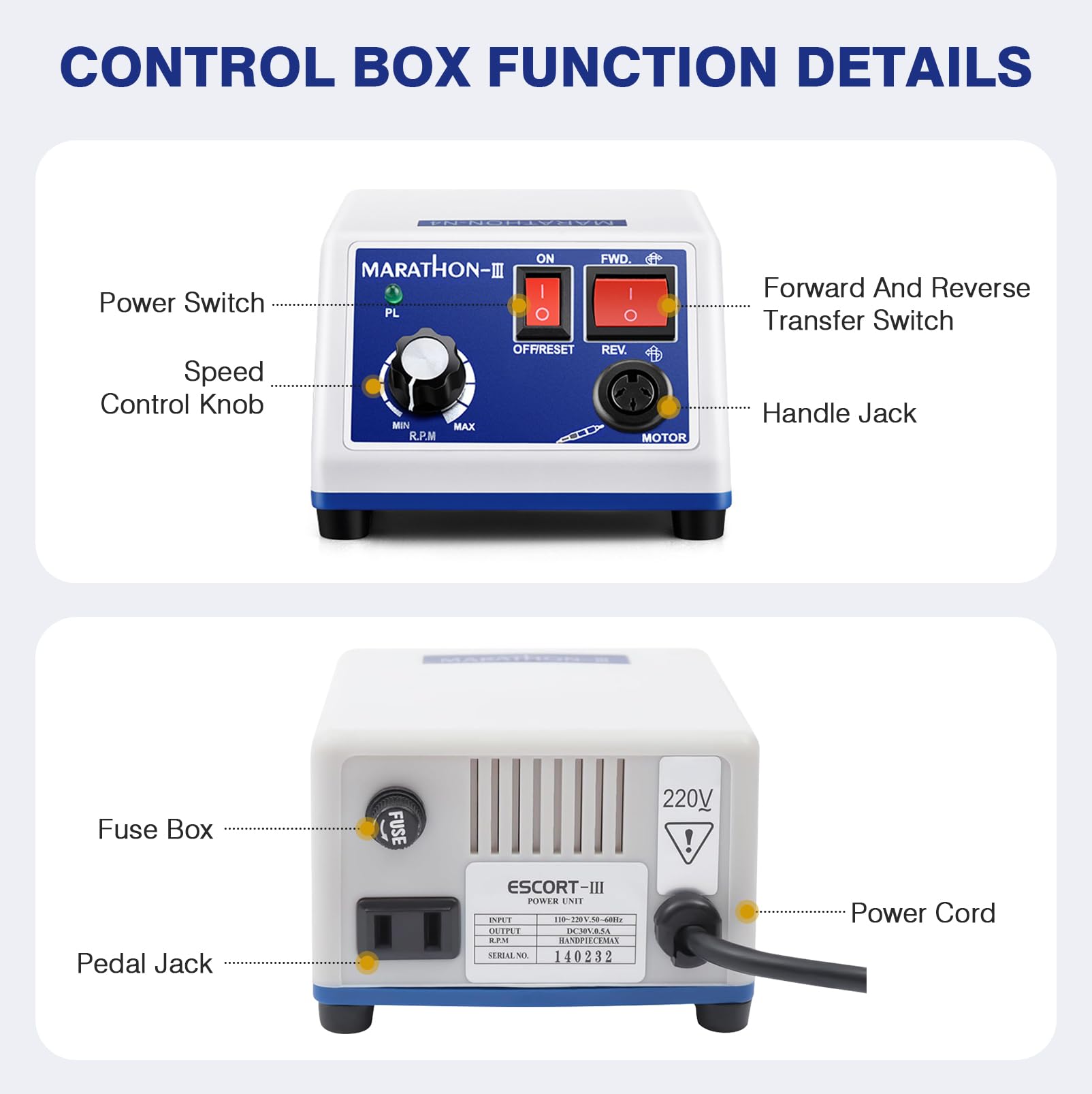 Labor Mikromotor, Mikro-Motor-Griff mit Bügel und Fußpedal, Elektro Mikromotor, 0-35000 U/min, 65W Mikromotor Poliermaschine für Schmuckherstellung, Jade, Glas, Keramik und Kernschnitzerei