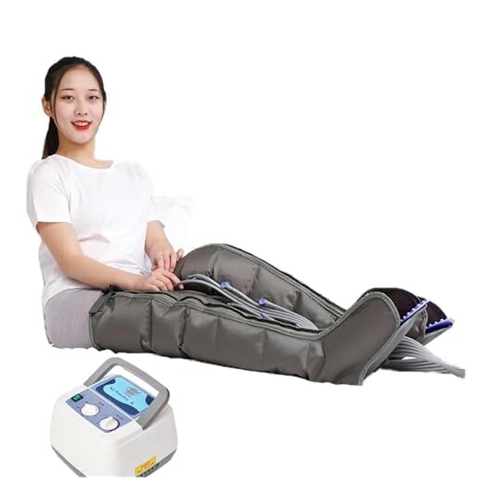 Massaggiatore Pneumatico Elettrico 6 Camere per Gambe, Piedi, Braccia e Schiena - Sollievo Dolori, Riduzione Gonfiore, Miglioramento Circolazione Sanguigna con Minuterie