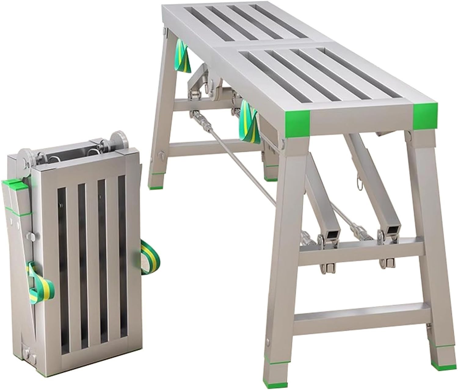 Heavy Duty Folding Steel Work Platform Ladder - 880 lbs Capacity Ideal for Vehicle Washing Cleaning Decorating Welding Scaffold Stool & Bench Use.