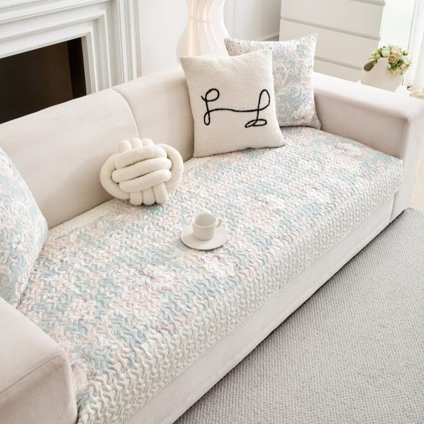 HOMETHREADS Innovative European Premium Style Anti Slip Cotton Sofa Cover Mat with PVC Backing for Non-Slip Comfort (Cream, 1 Seater Large | 70x90cm)-image-24