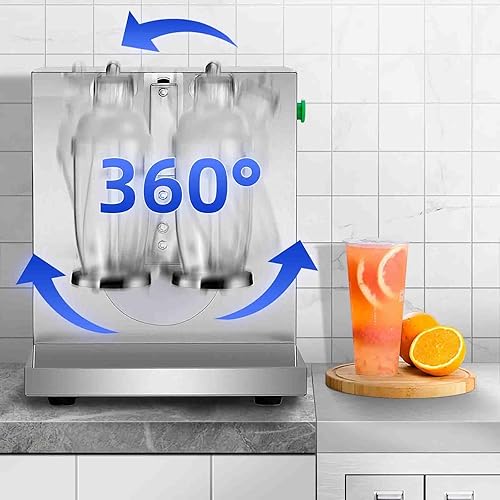 Miniatura 4 de TECHTONGDA Máquina comercial de coctelera de té con leche, máquina profesional de acero inoxidable de doble marco automático de té de burbujas,