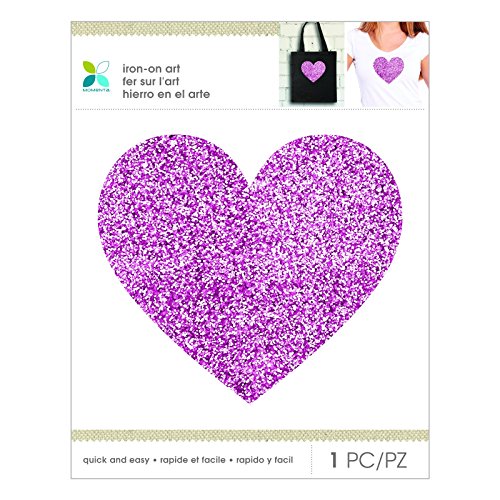Momenta Heart Chunky Glitter Iron On, Pink