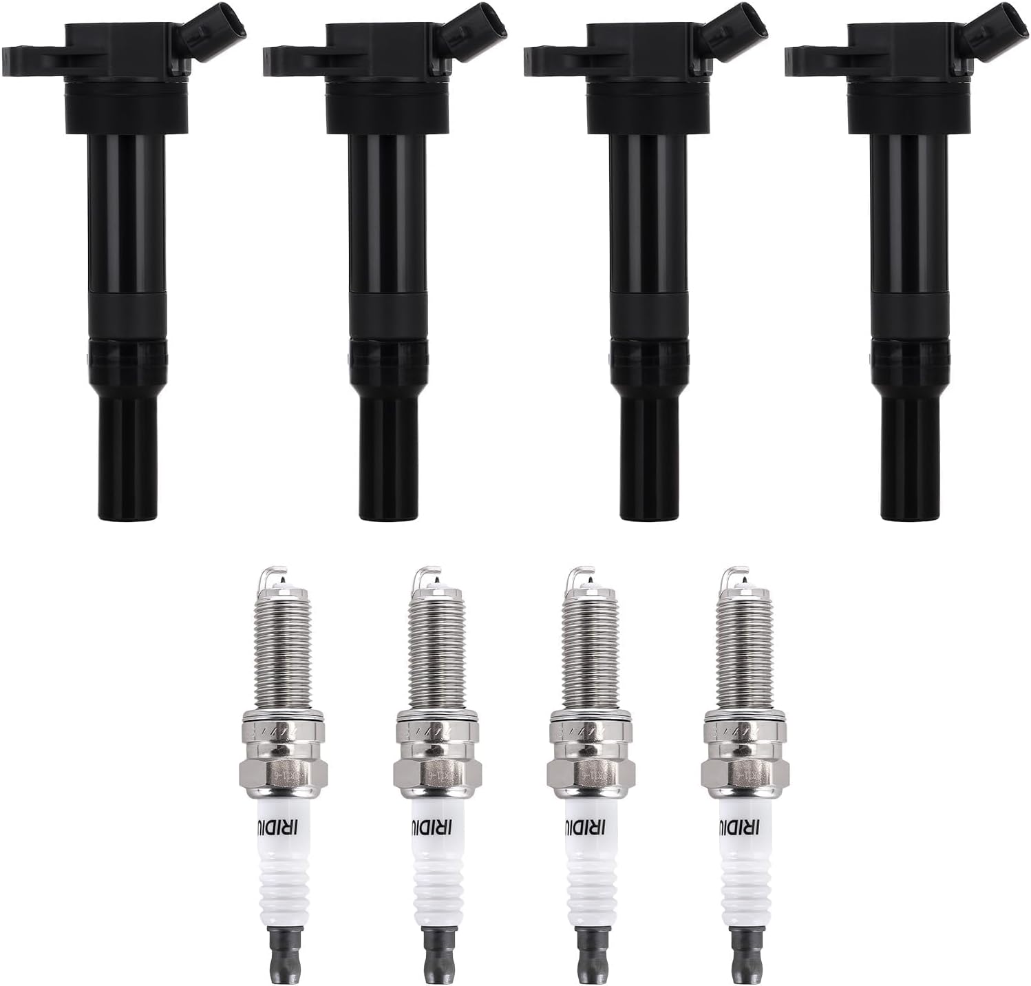 BDELI Set of 4 Ignition Coil Pack (2-pin) and Iridium Spark Plugs Compatible with Hyundai Elantra 2012-2016 1.8L 4 Cyl, Tucson 2014-2020 2.0L 4 Cyl & Kia Soul 2012-2019 2.0L 4 Cyl