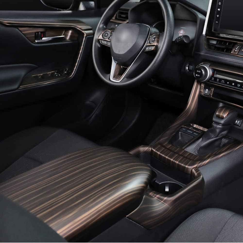 ERIDANUS Auto Accessories Fit for RAV4 2024 2023 2022 2021 2020 2019 Interior Door Molding Strip Decor Trim (Peach Wood Style) ABS 4 PCS