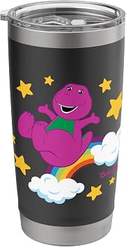 Barney - Sky Stars with Rainbow and Clouds, Purple Dino Stainless Steel Insulated Tumbler