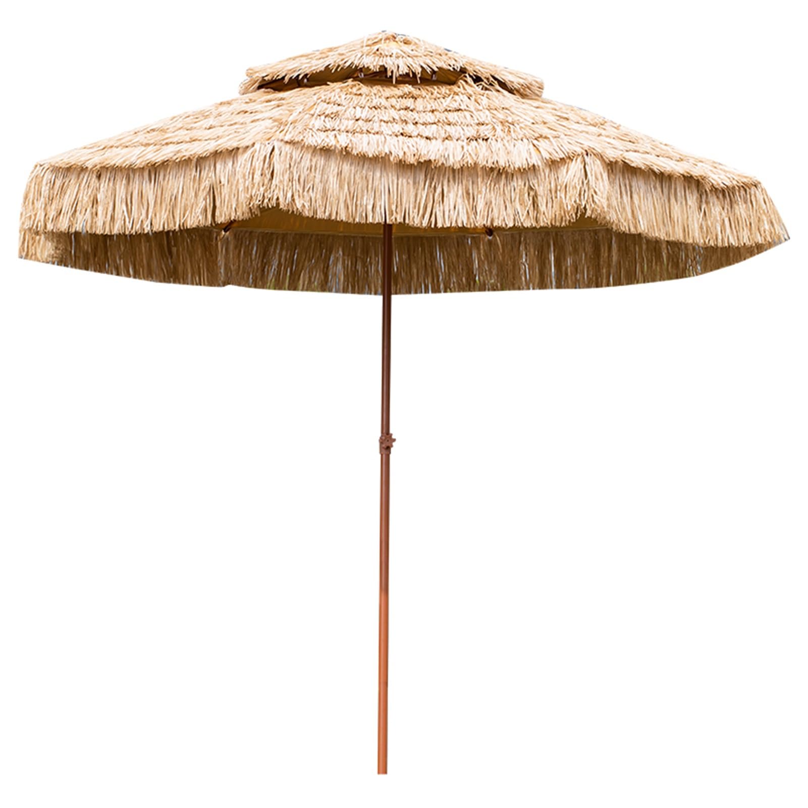 HCZKIUJY Thatched Patio Umbrella,Hawaiian Tropical Outdoor Market Umbrella,UPF 50+,2 Tier Parasol for Garden Pool Backyard