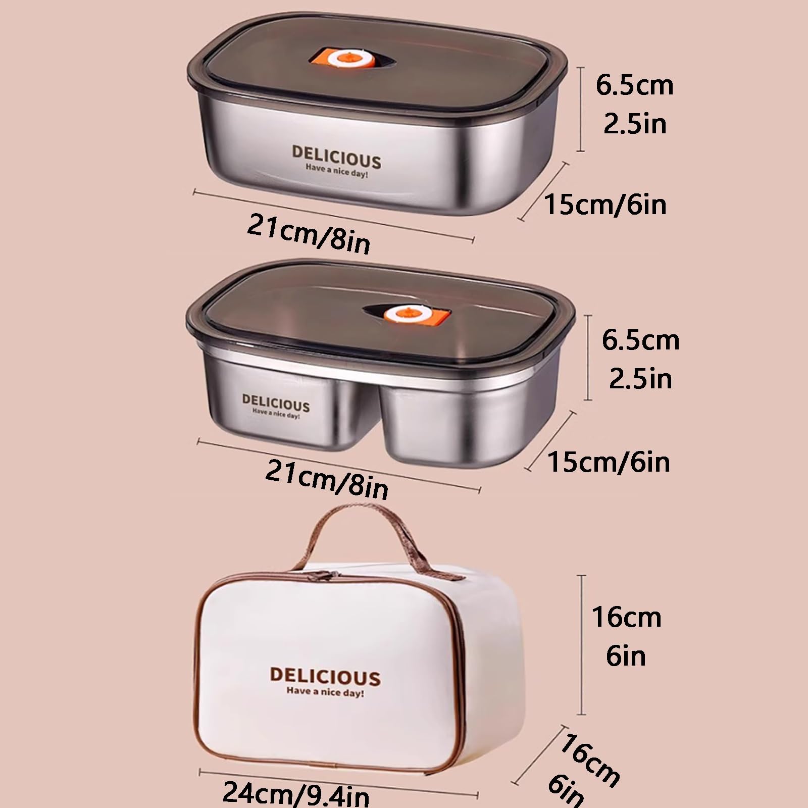 Fiambreras Comida Trabaj, Lunch Box, Fiambrera Escolar, Fiambrera Aislada De Acero Inoxidable, Diseño De Tres Compartimentos De Doble Capa, Fácil De Transportar, 2900 Ml