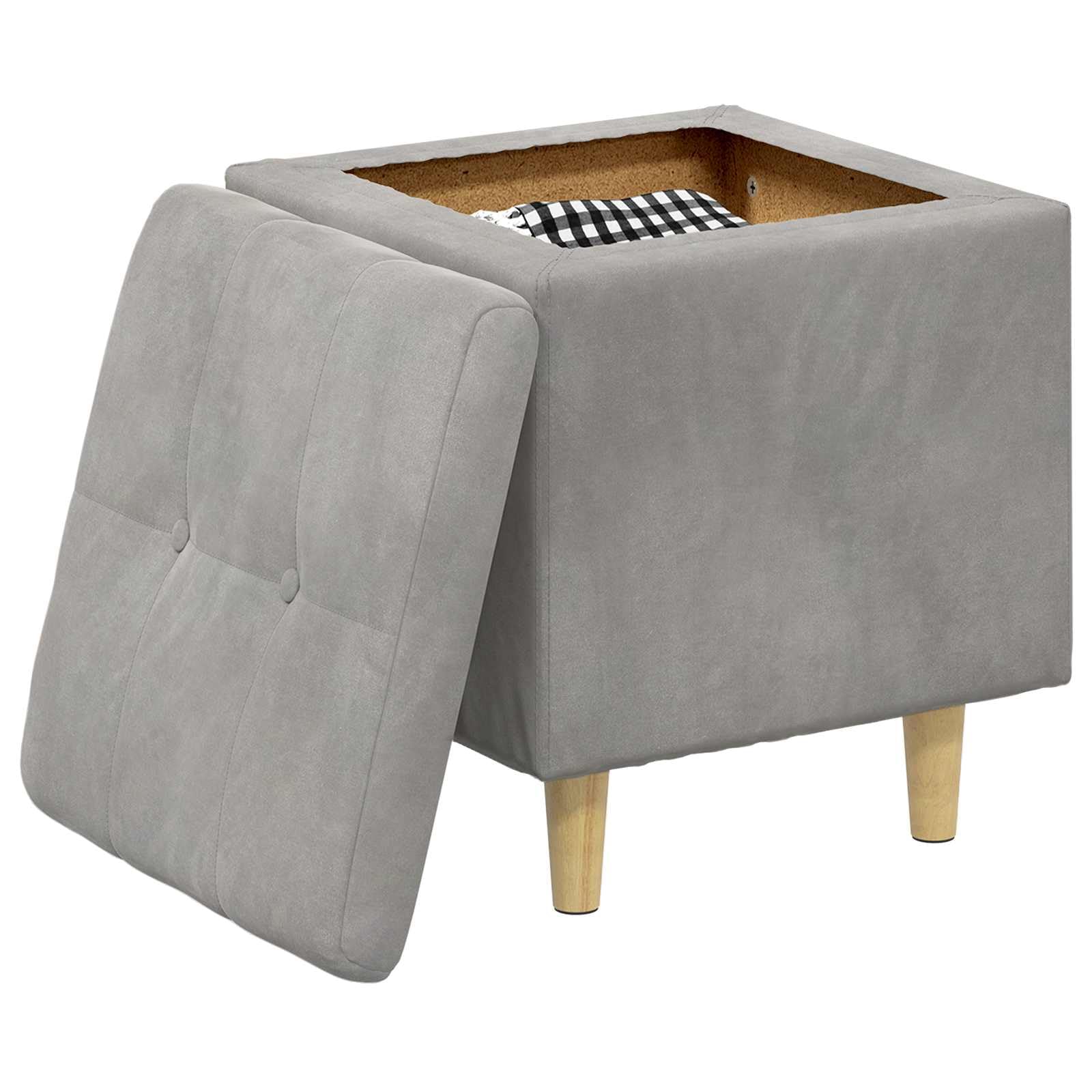 Ottoman con Almacenamiento Gris Claro 40 x 40 x 45 cm