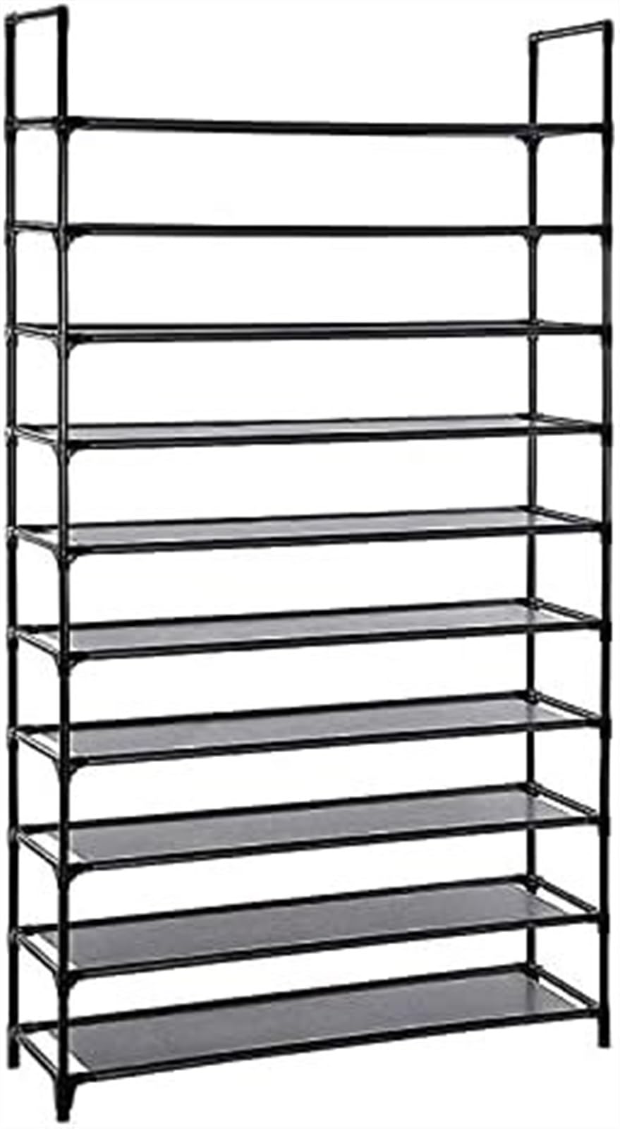Zapatero negro de 10 capas y 176 cm con puerta enrollable para organizar ropa y calzado