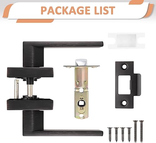 Miniatura 7 de Probrico Moden - Paquete de 5 manijas de puerta de paso resistentes para armarios y pasillo, juego de manijas cuadradas sin llave con acabado de