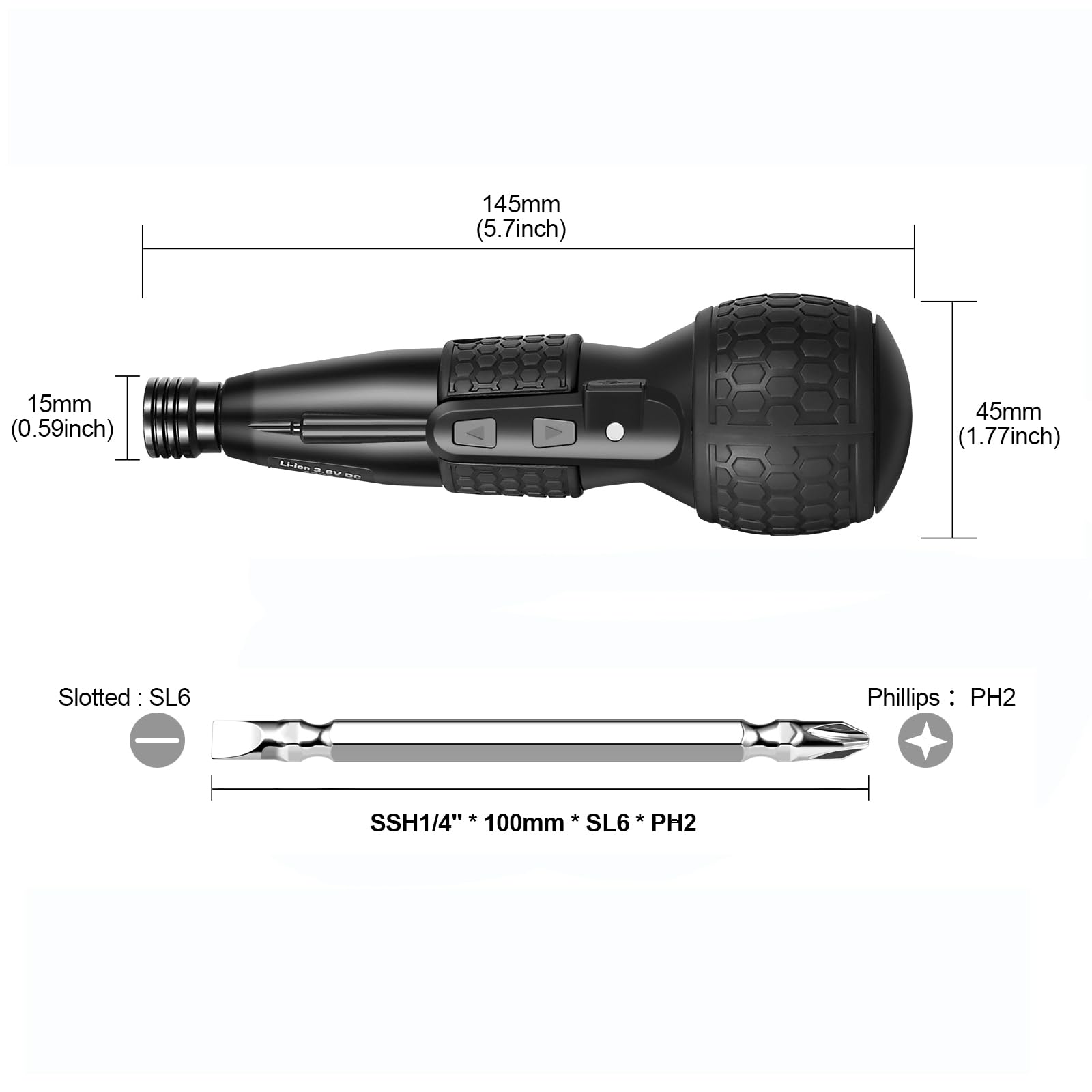 Kit de destornillador eléctrico inalámbrico, destornillador de potencia de 3.6 V máximo a 3-10 N.m, eléctrico y manual 2 en 1 con luz LED, batería recargable USB de 1800 mAh, cable de carga USB
