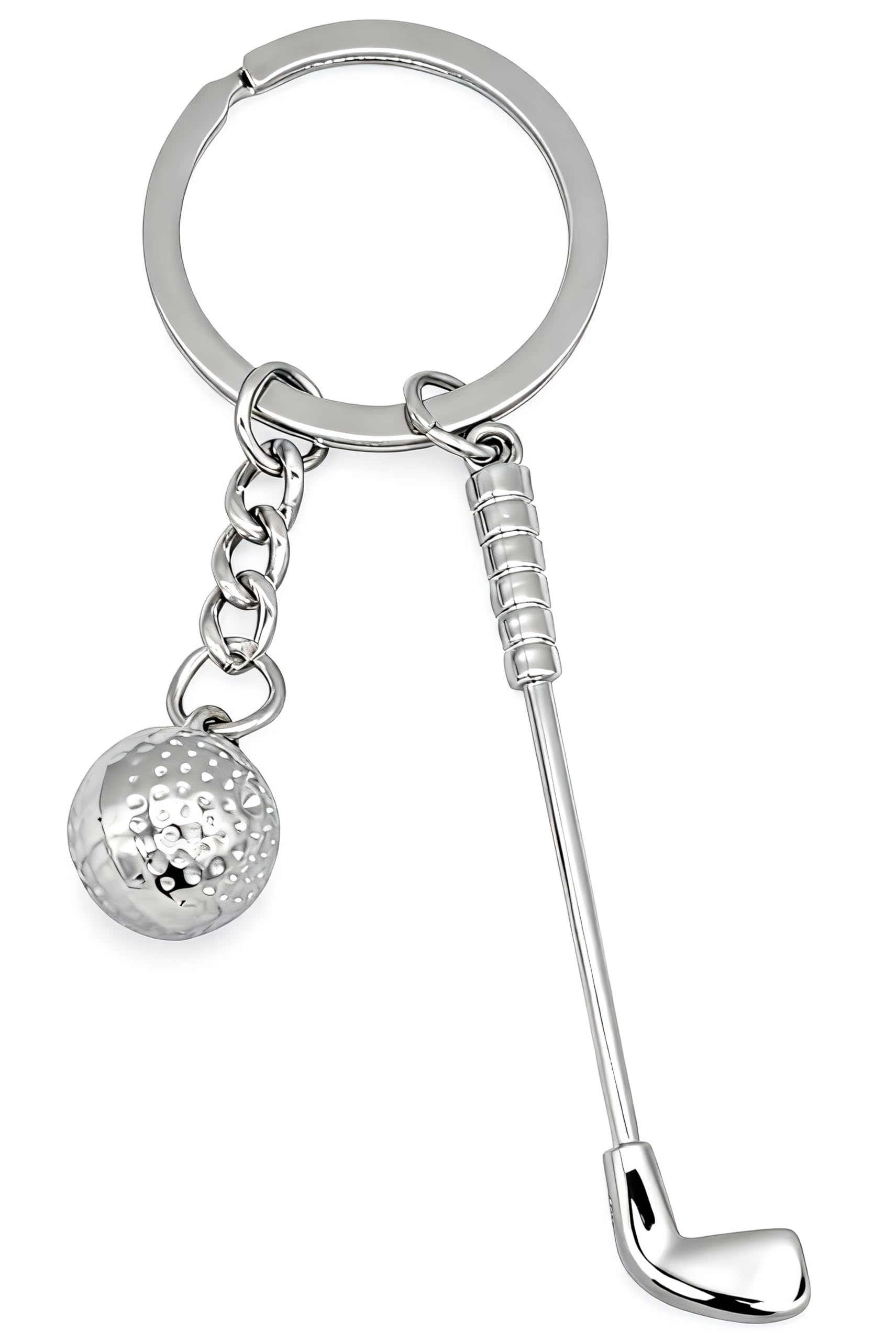 Moydolo Unisex Silver Golf Keychain Pendant Metal Golf Ball Key Chains Charm Sports Fan Keyrings For Men Women