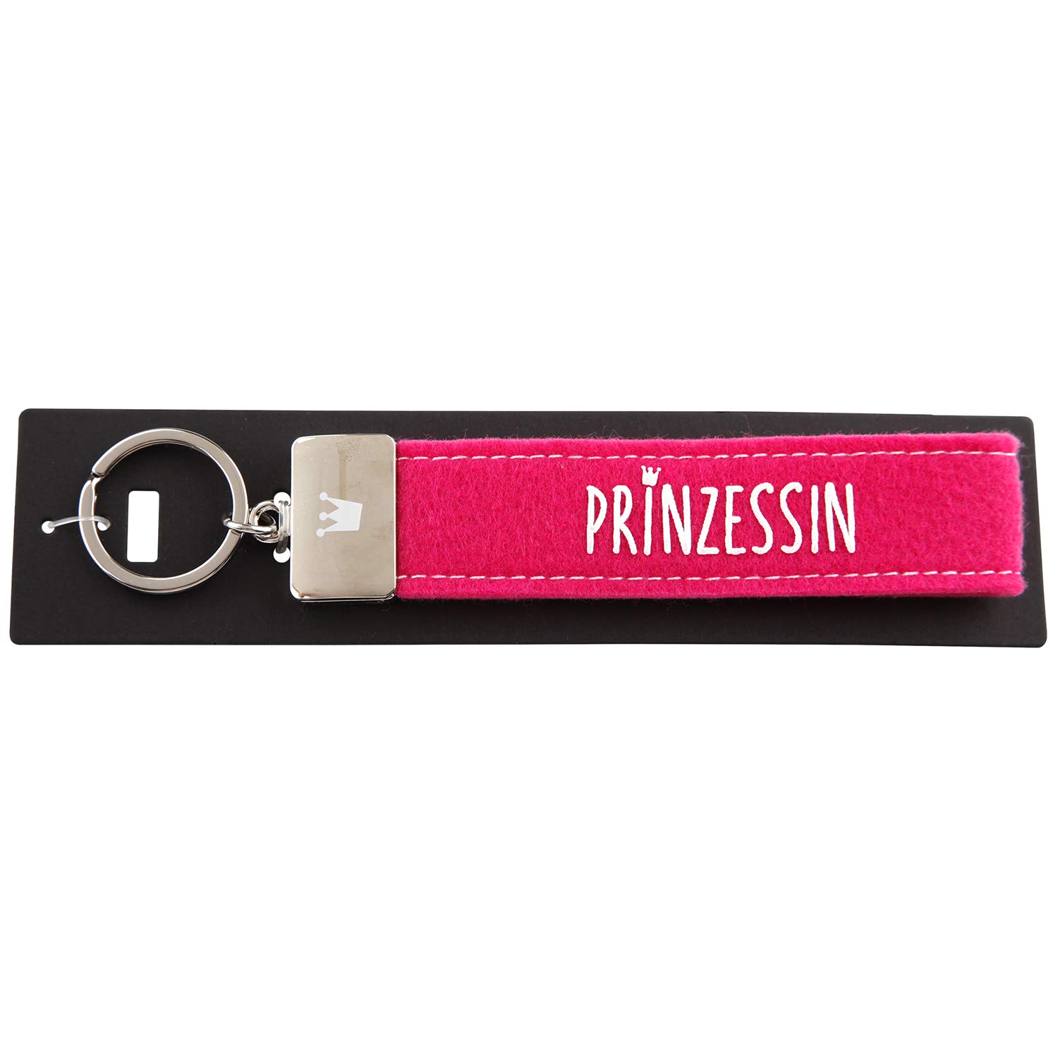 Depesche 4298-009 Loops Felt Keyring with Engraved Metal End and Iconic Print Princess Pink Approx. 18.7 x 4.4 x 1 cm