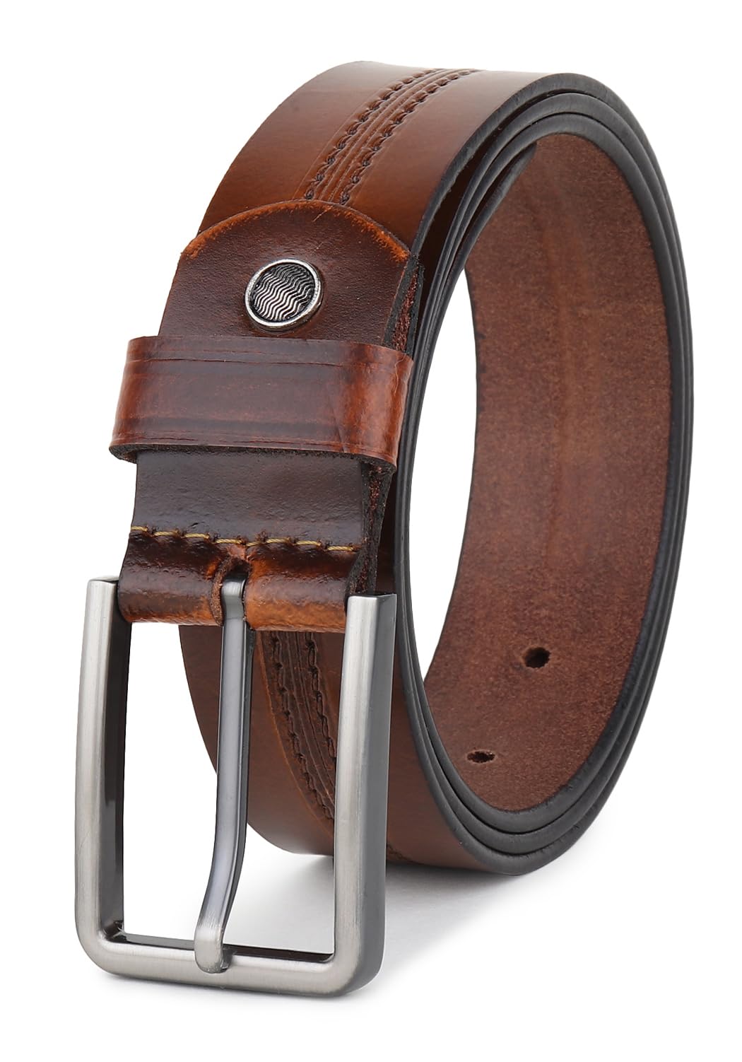 Men’s Formal Genuine Leather Pin Buckle Tan Color Belt (JAFA-115-TN)-image-37