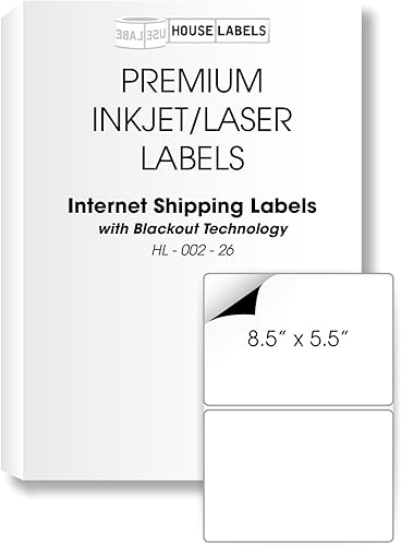 HOUSELABELS Etiquetas postales de Internet de 2 en adelante (media hoja) (5-12 x 8-12 pulgadas) con tecnología opaca (cubre texto detrás de la