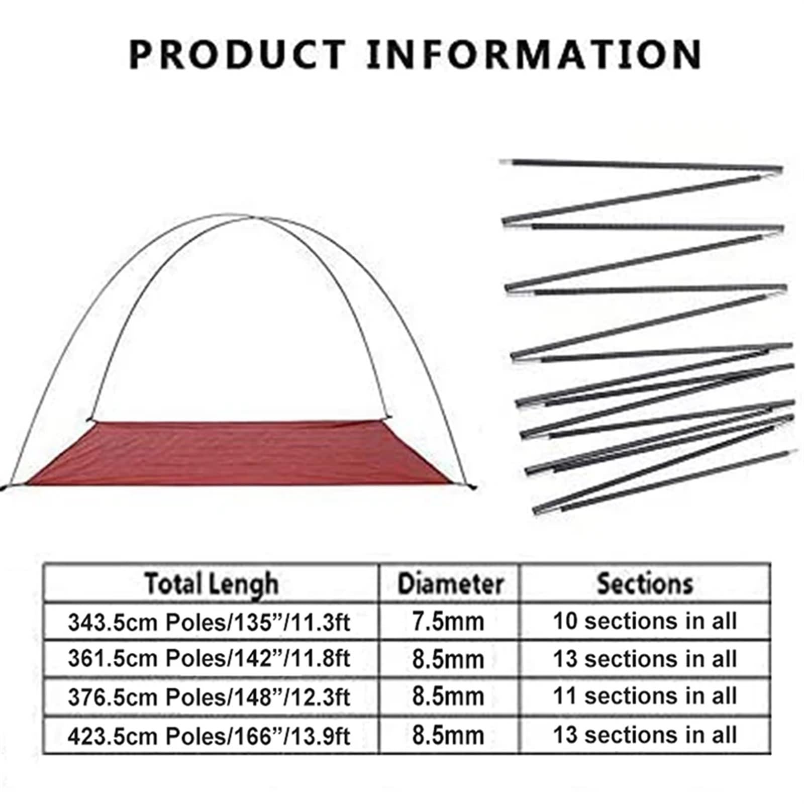 Zelt Aluminiumstangen Leichtgewicht 1 Paar Aluminiumstange Ersatz Zelte Sonnenschutz Zubehör Campingausrüstung