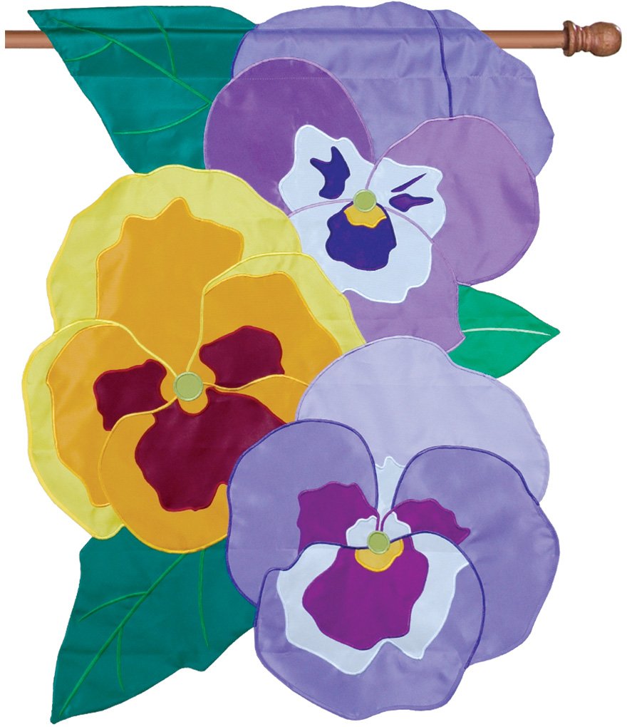Premier 52989 House Applique Flag, Spring Pansies, 28 by 40-Inch