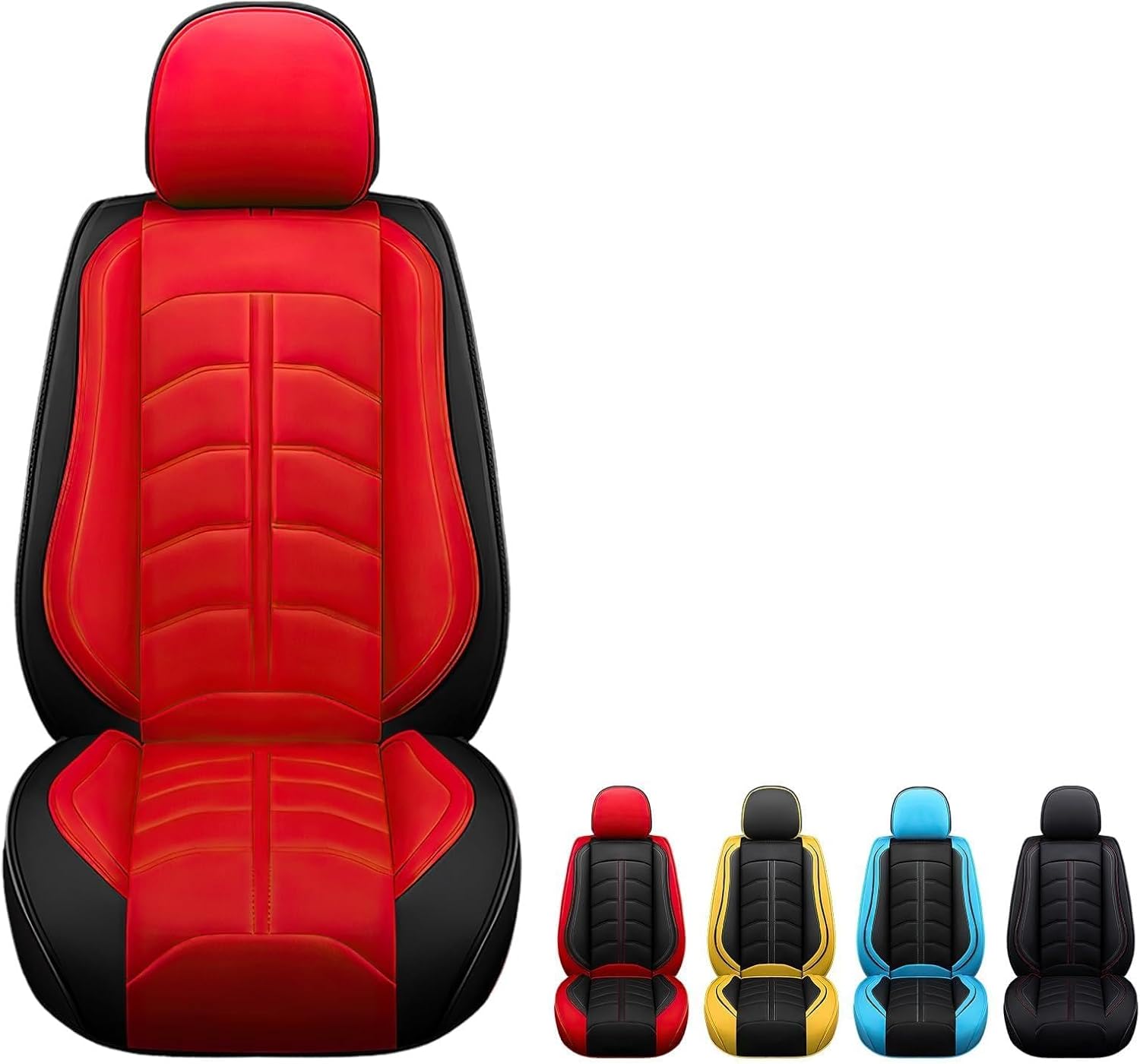 Car Seat Cover 2 Front Seats for Hyundai Elantra 2001-2024, Premium Nappa Leather Sport Seat Cover, Waterproof and Durable, Airbag Compatible with Car Seat Protectors (2 Seats Standard,Red Black)