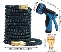 Gobesty 15m Rugalmas Kerti Tömlő 10 Funkciós Fúvókával, Nyújtható Vízvezeték Kék - Blau/15M 2