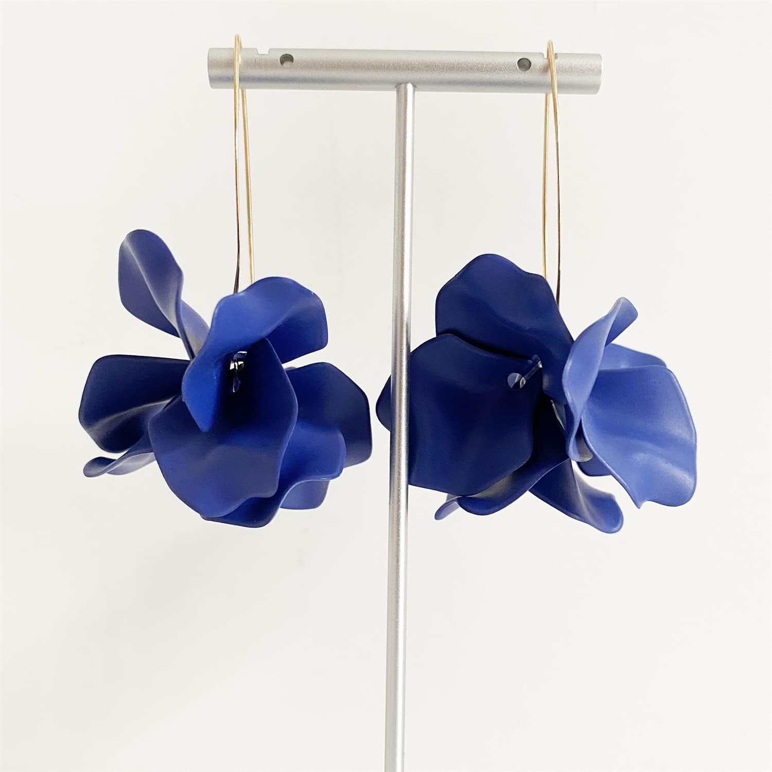 Handmade Bohemian Acrylic Large Flower Dangle Drop Earrings Unique Resin Tiered Petal Flower Line Earrings for Women - Image 9