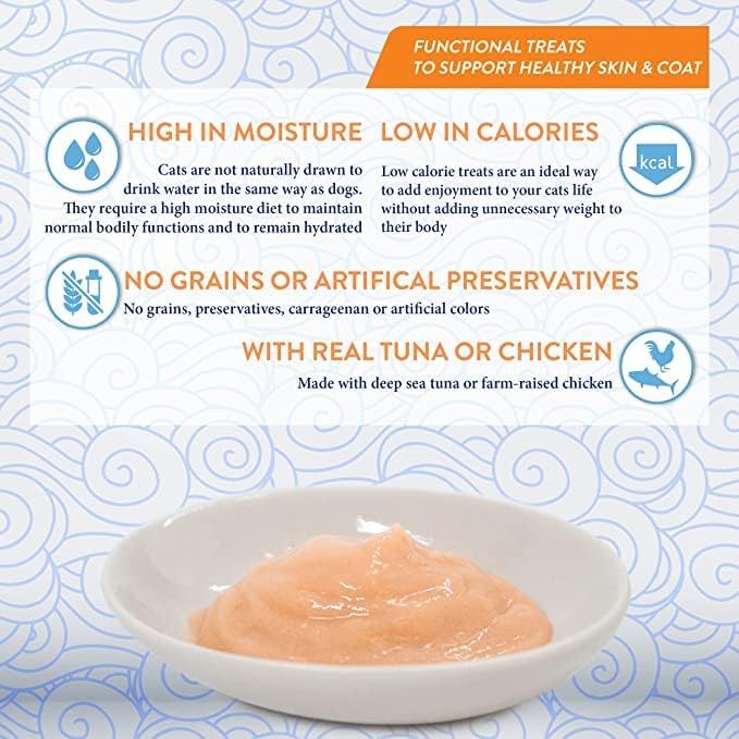 INABA Churu Skin & Coat - Thunfischpüree - Omega 3 & 6 und Taurin - Cremiger Textur - Katzenfutter für Haut & Fell - 4 Tuben x 14g (Packung… – Ansicht 3