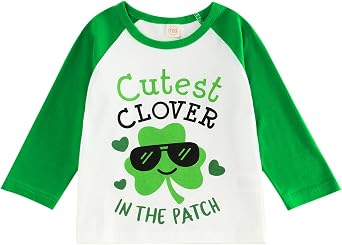 St. Patricks Day Tees Toddler Baby Boys Girls T-Shirt Lucky Shamrock Long Sleeve ST. Patricks Day Tops