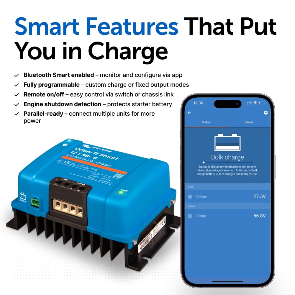 Victron Energy Orion-Tr Smart 12/48-Volt 8 amp 380-Watt Caricatore DC-DC, Isolato (Bluetooth)