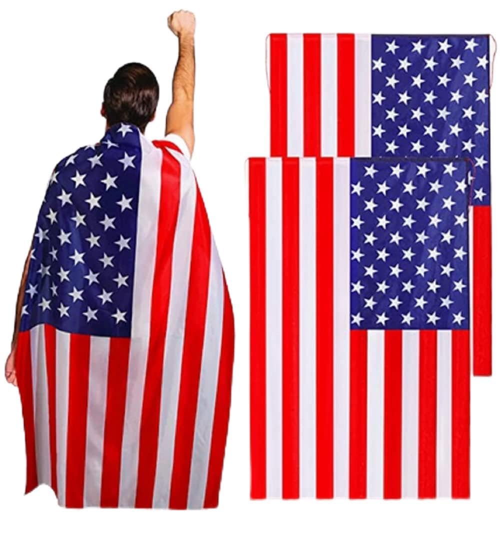 American Flag Costume Cape USA Patriotic Flag Cloak for Men Women American 4th of July Flag