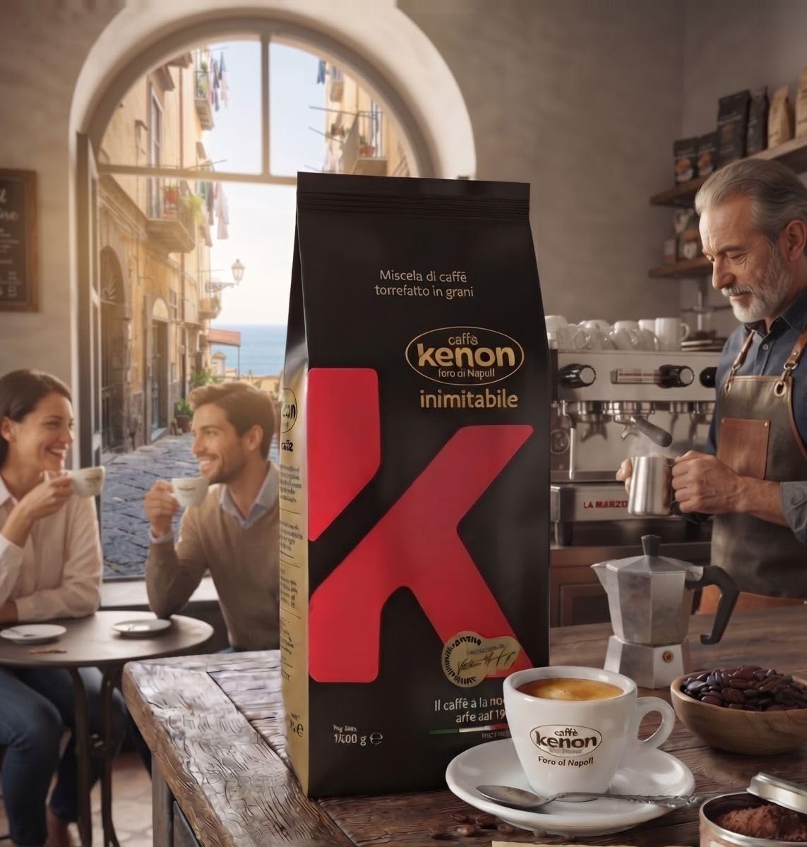 Confezione da 1 Kg, Caffe' Kenon in Grani, Miscela Crema Bar - Chicco | Miscela di caffè con buona percentuale di Arabica, dal gusto delicato e dall’aroma intenso.