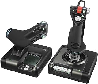 Logitech G Saitek X52 Pro Flight Control System, Controller di Simulazione con Acceleratore, ‎Joystick X52 Professionale, Acceleratore Progressivo, Centraggio ‎Doppia Molla, USB, PC, Nero