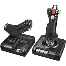 Logitech G Saitek X52 Pro Flight Control System throttle and stick simulation controller for space simulations LCD display dual suspension illuminated keys 2x USB port PC Black Logitech G X-56 Rhino H.O.T.A.S. Space Simulations LCD Double Suspension Lighting 2x USB PC - Black