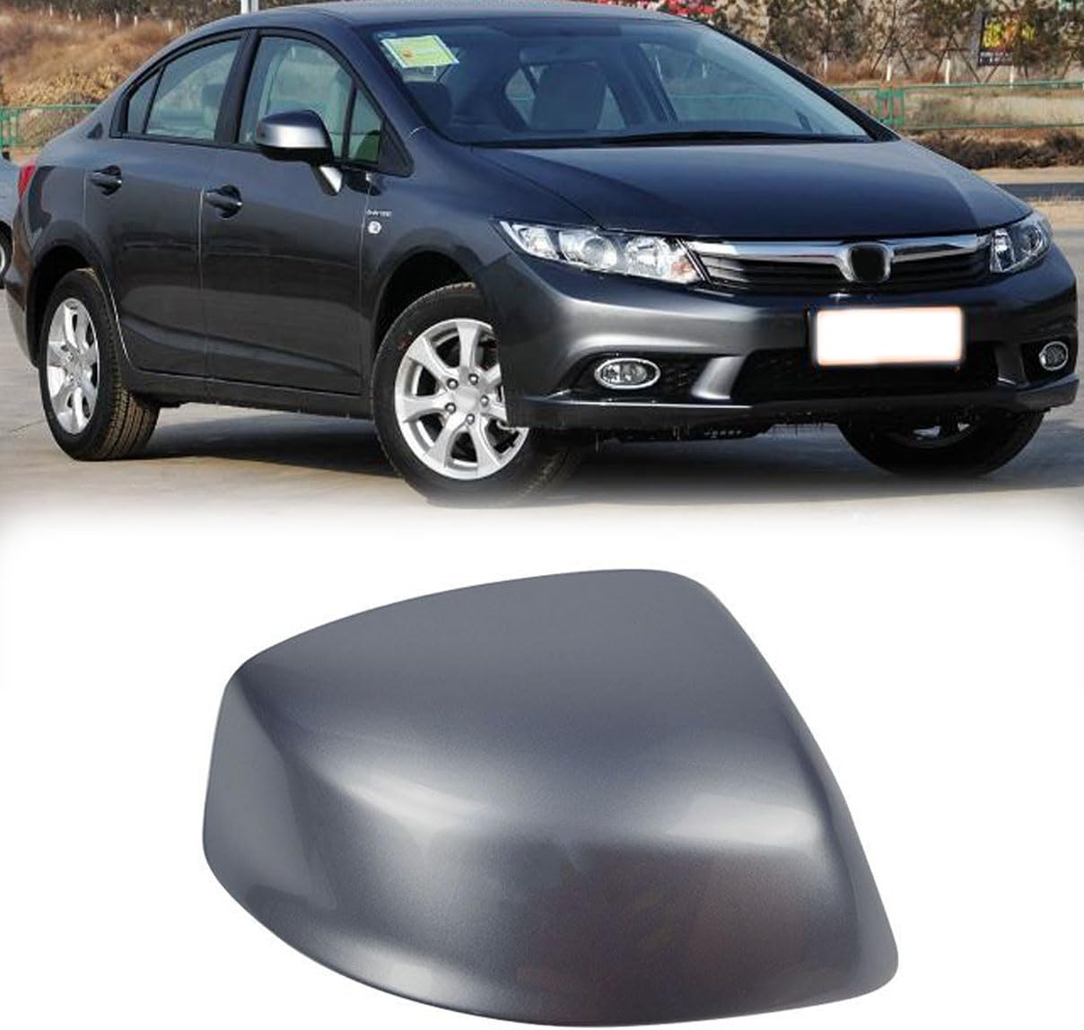Left Driver Side Rearview Mirror Cap Cover For Honda Civic 2012 2013 2014 2015 76251-TR0-A01 (Dark Silver, Left)