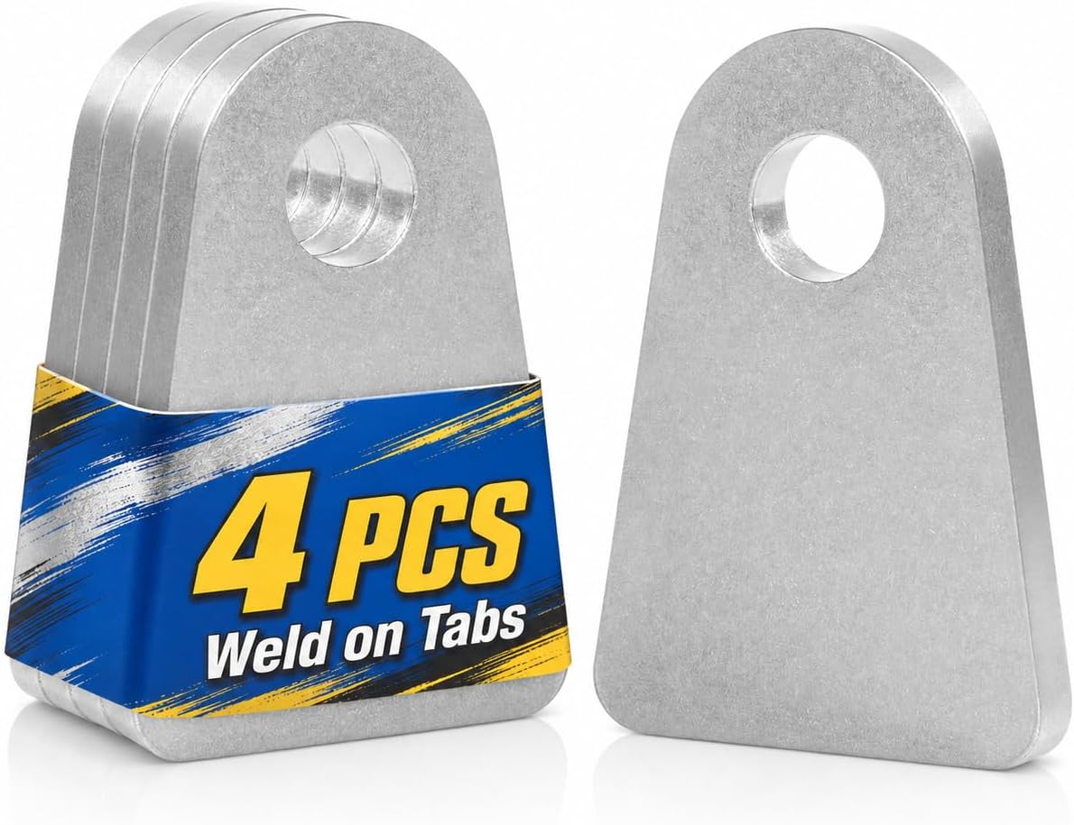 Weld on Tabs, 1/2" Hole, 1/4" Thick – Shock Mount & Suspension Welding Tabs for Trailers & Off-Road, 10 PCS