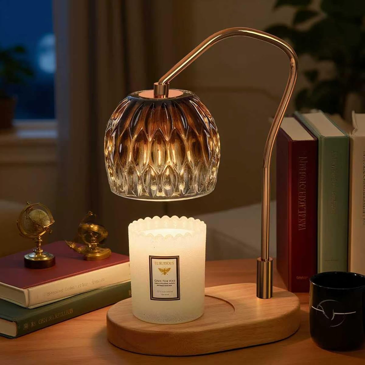 Candle Warmer Lamp with Timer & 4-Level Dimmer, Electric Wax Warmer for Jar Candles, Black Home Decor with 2 Bulbs, Gift for Women, Men, Housewarming