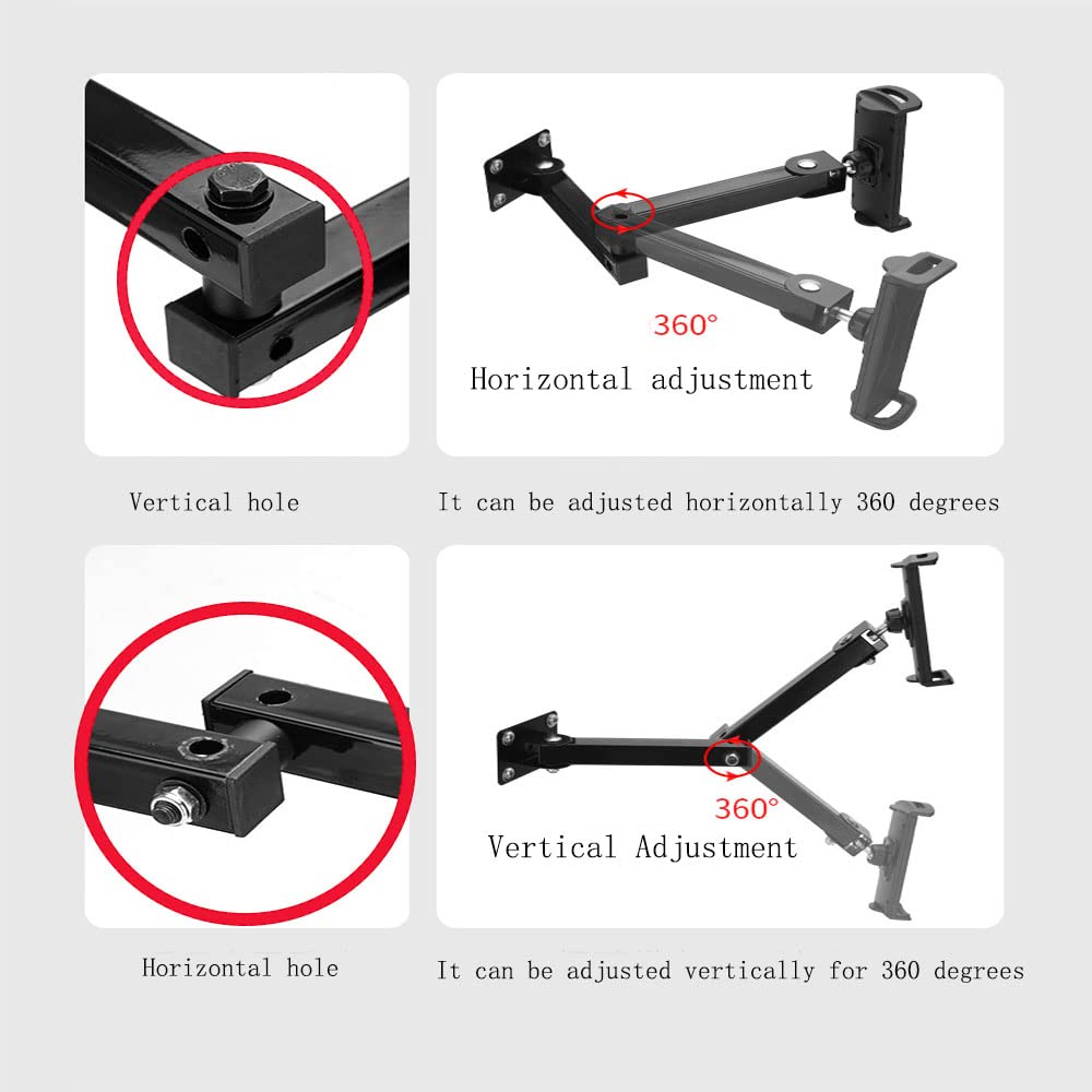 Supporto da parete per tablet, supporto girevole in alluminio con rotazione a 360° per tablet/telefoni da 7"-13", braccio estensibile per montaggio su schermo o staffe a parete