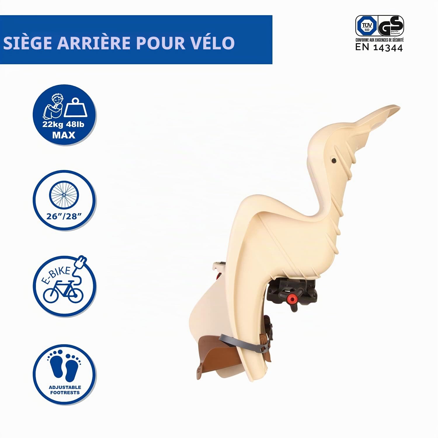 b bellelli Mr Fox - Siège arrière pour vélo - pour Les Enfants jusqu'à 22 kg, de 3 à 8 Ans - Fixation au Porte-Bagages
