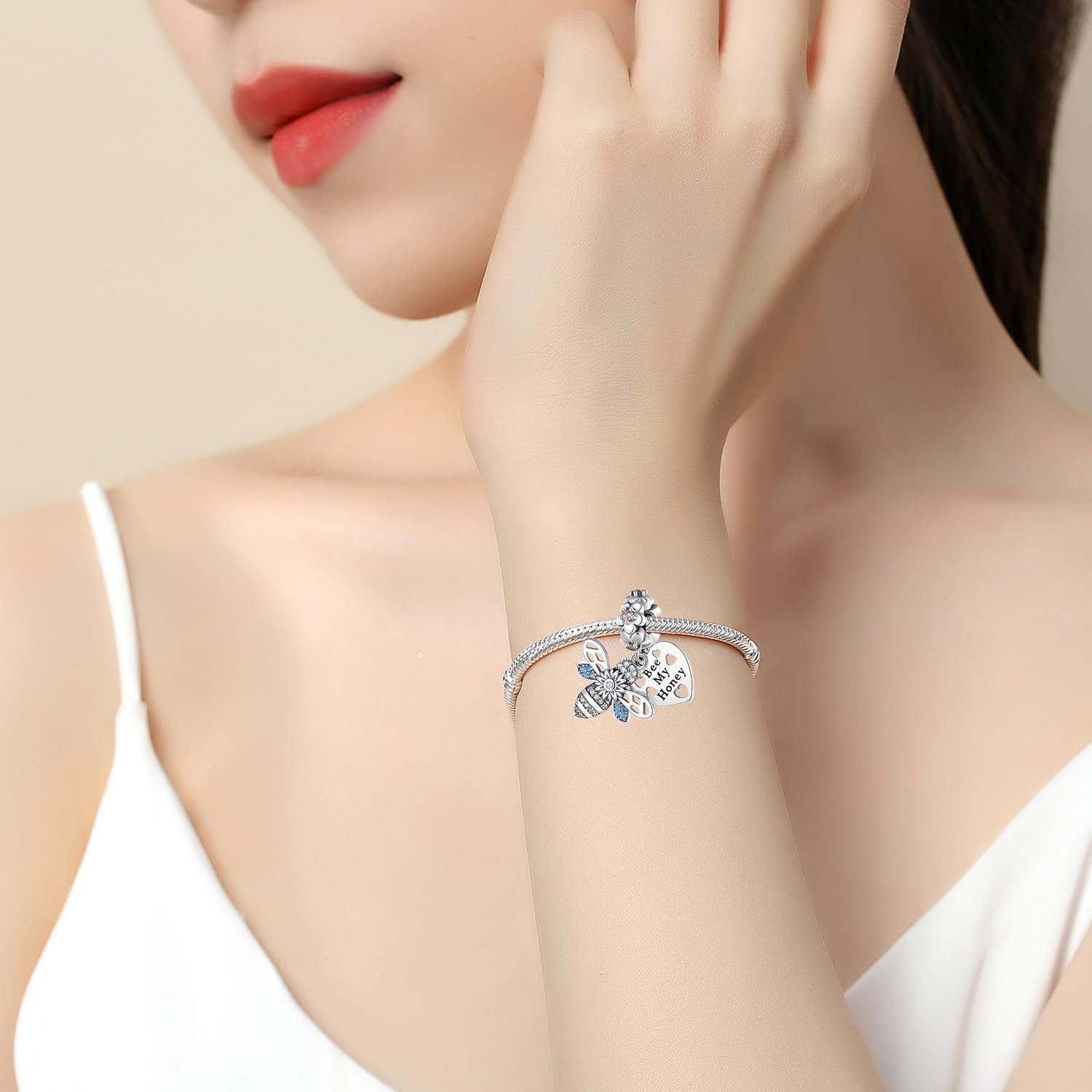 925 Sterling Silver Dangle Charm Beads for Bracelets Charms DIY Jewelry birthday Gift Valentine's Day for Women (Bee My Honey) - Image 6